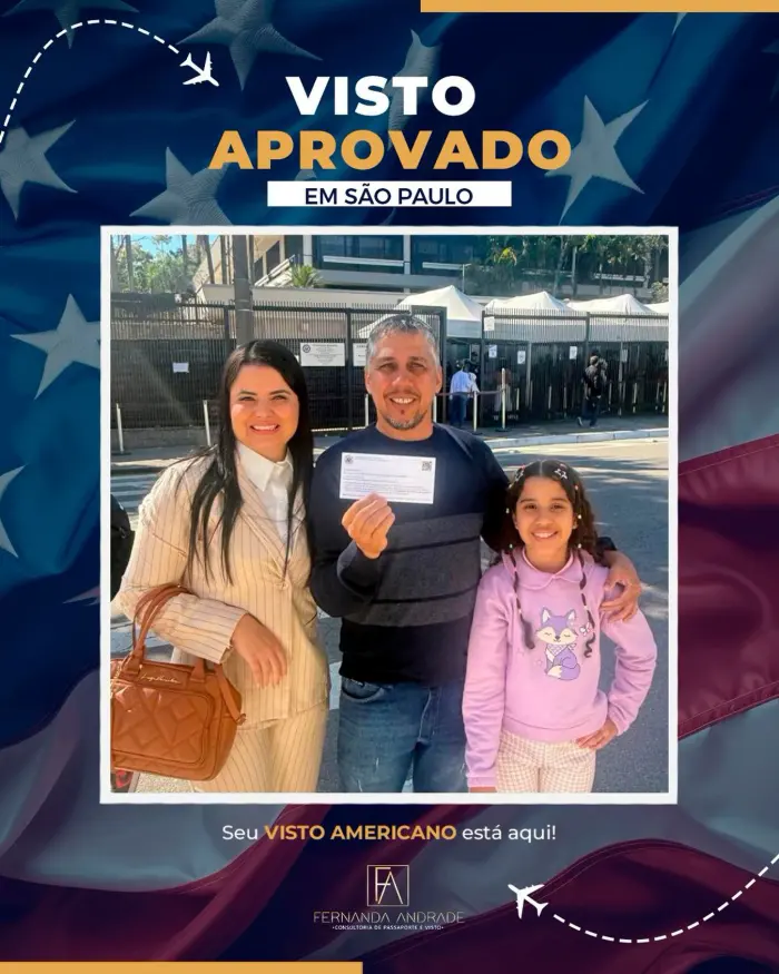 Cliente com visto aprovado pela F A Consultoria
